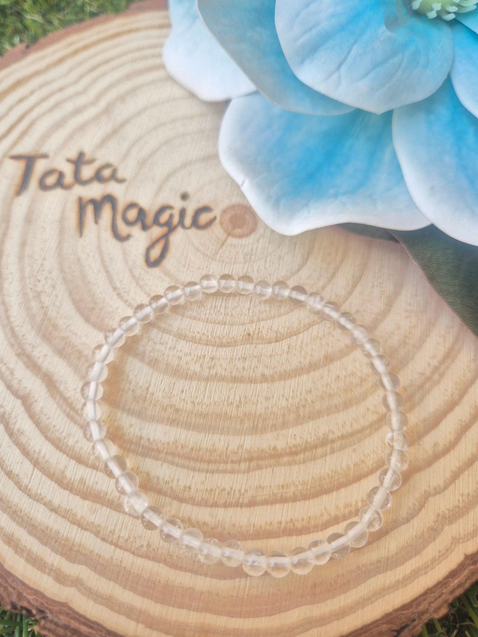 Pulsera de Cuarzo Blanco 4 mm - Claridad Mental y Protección Energética JoyeriamineralespulserasTienda esotérica Málaga - La Tienda de Tata Magic: tienda Esotérica en Málaga